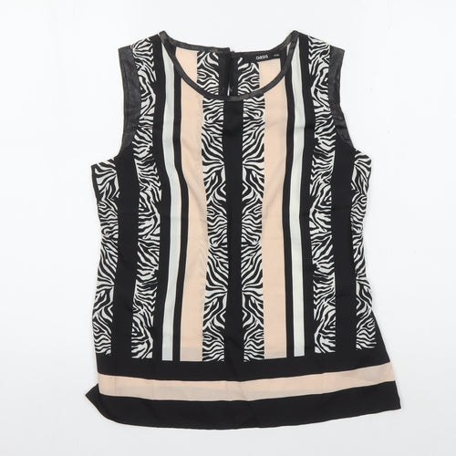 Oasis Women’s Multicoloured Blouse Size 8 Zebra Sleeveless