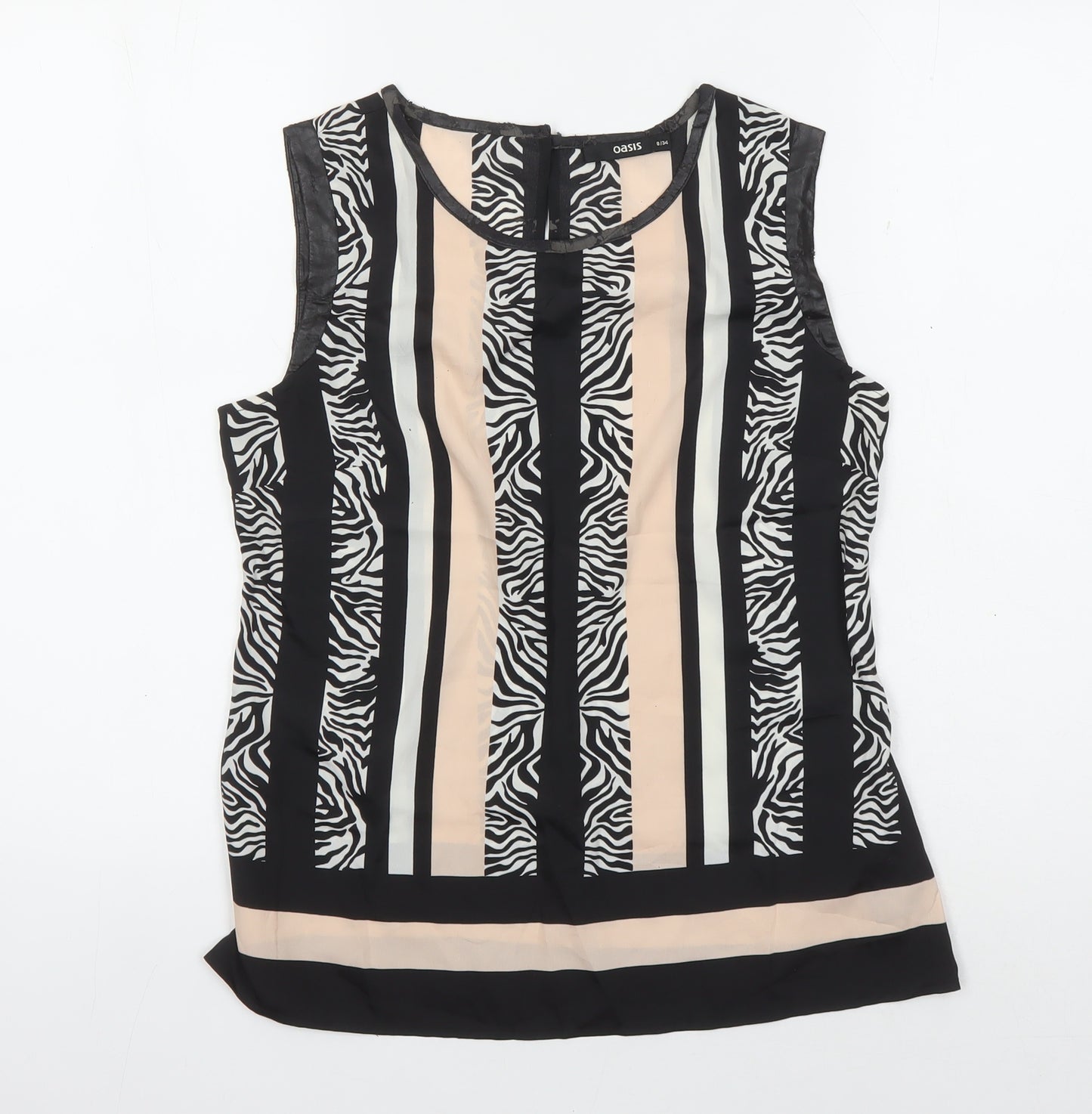 Oasis Women’s Multicoloured Blouse Size 8 Zebra Sleeveless