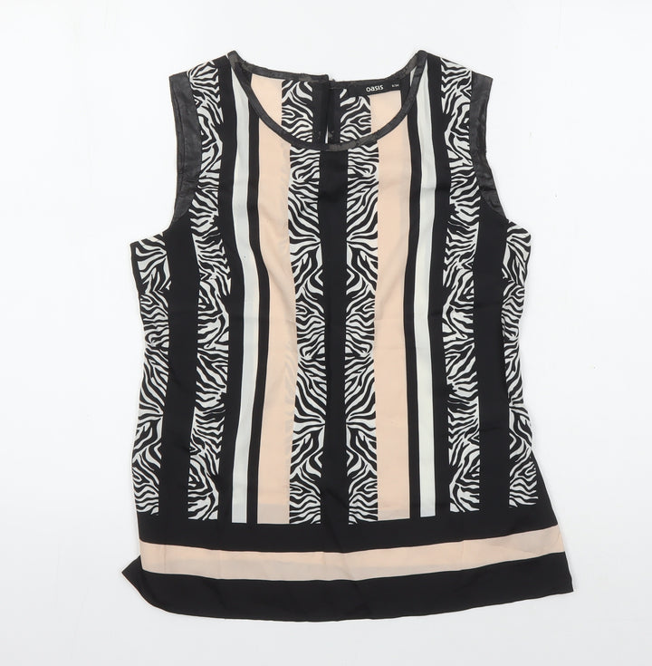 Oasis Women’s Multicoloured Blouse Size 8 Zebra Sleeveless