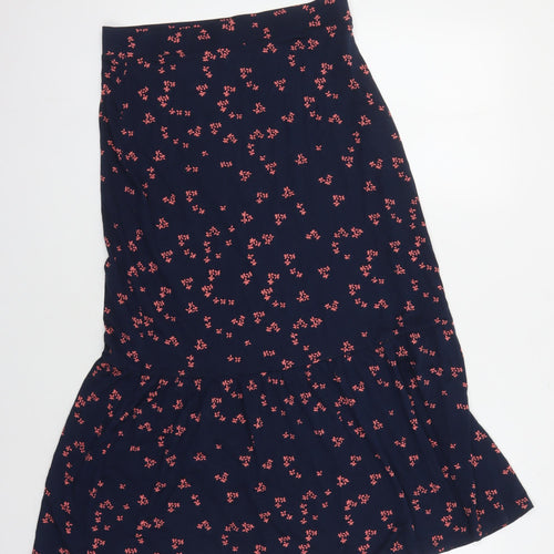 Marks and Spencer Women's Blue Floral Midi Skirt, Size 10