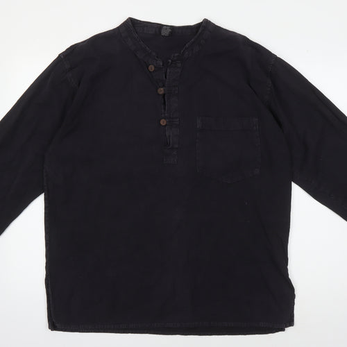 Coline Women's Black Long Sleeve Henley Blouse XL
