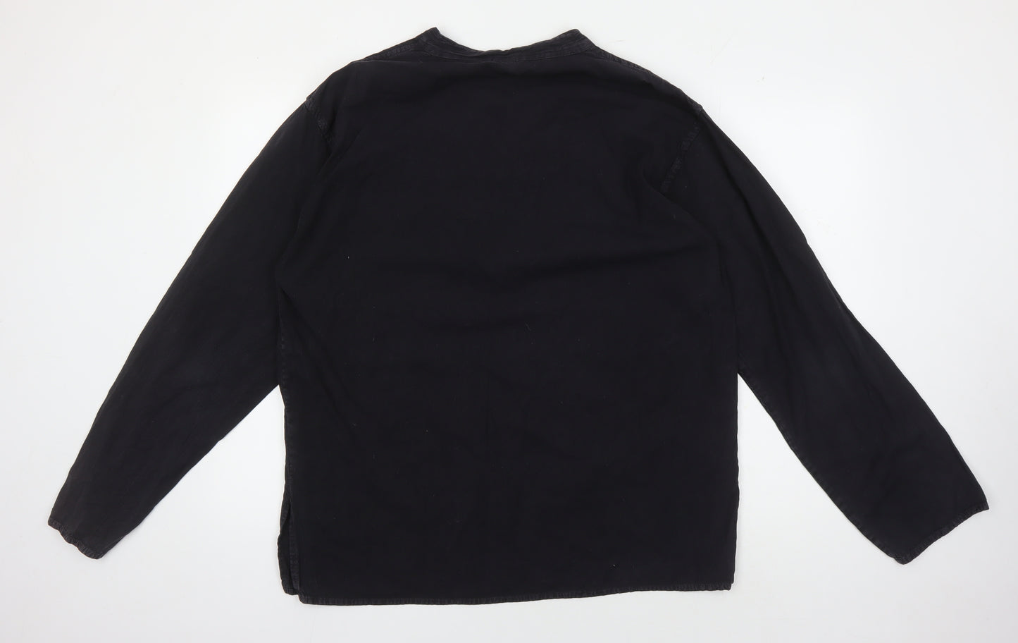 Coline Women's Black Long Sleeve Henley Blouse XL