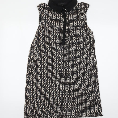 Next Women's Black Geometric Shift Dress Size 12