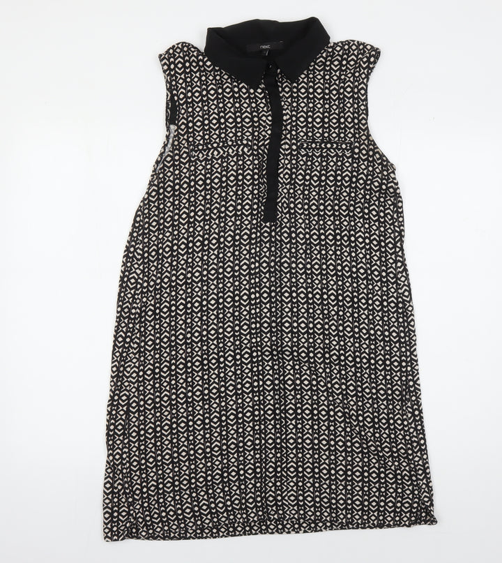 Next Women's Black Geometric Shift Dress Size 12