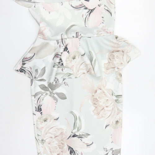 Quiz Women's Multicoloured Floral Peplum Dress Size 12