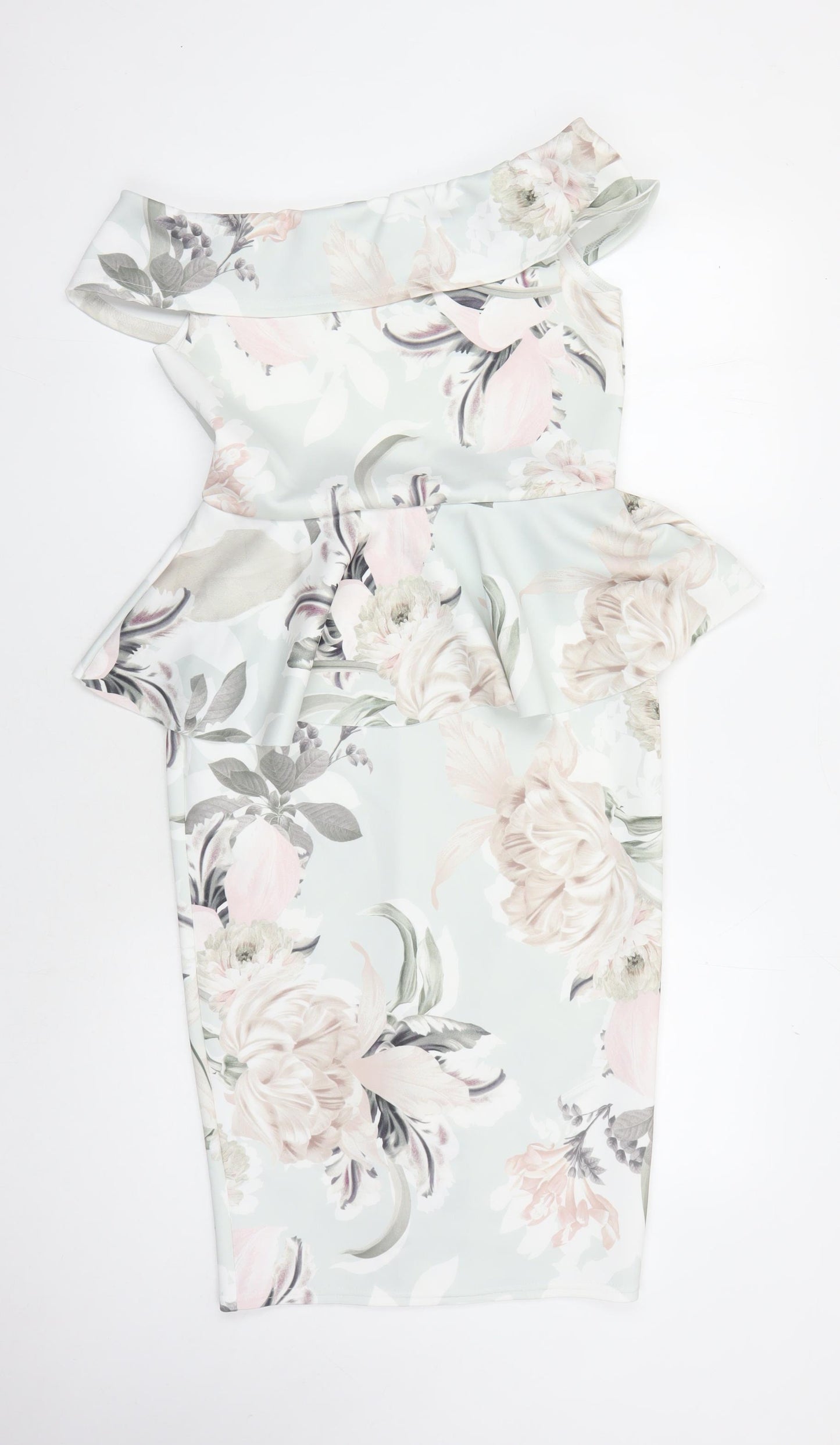 Quiz Women's Multicoloured Floral Peplum Dress Size 12