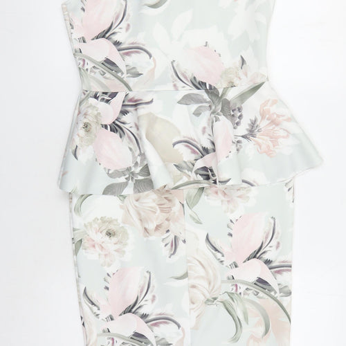 Quiz Women's Multicoloured Floral Peplum Dress Size 12