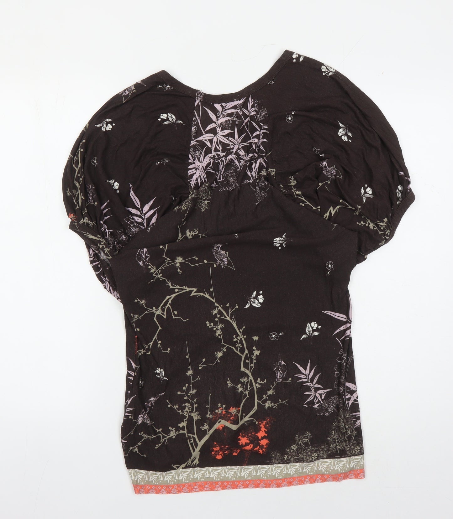 VILA Women's Black Floral Blouse, XS, Balloon Sleeve