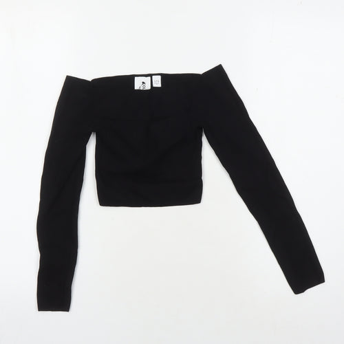Collusion Women's Black Cropped Off Shoulder Top