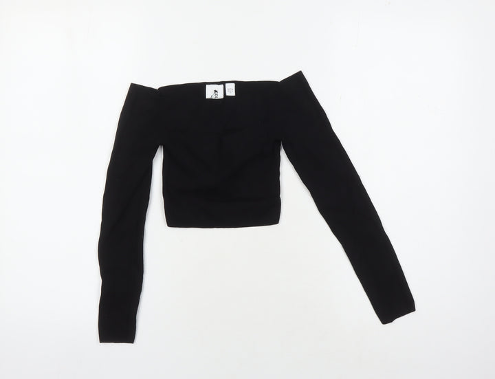 Collusion Women's Black Cropped Off Shoulder Top