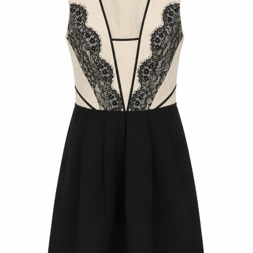 Oasis Women's Black Beige A-Line Dress UK 8 Party