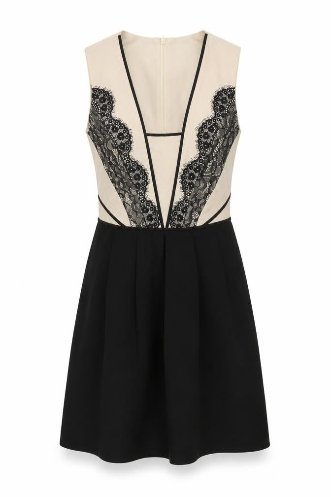 Oasis Women's Black Beige A-Line Dress UK 8 Party