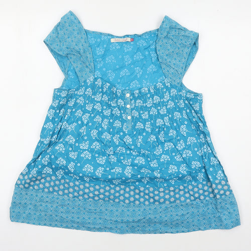 White Stuff Women's Blue Floral Tunic Blouse Size 16