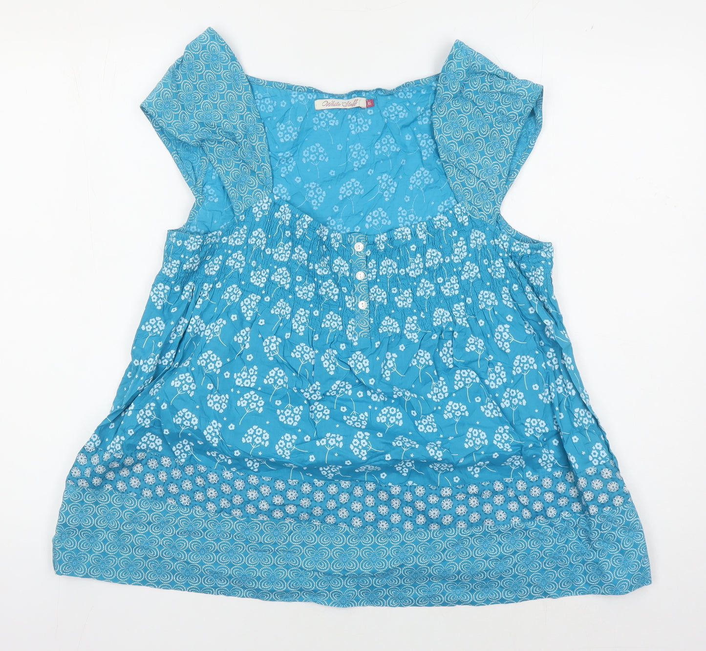 White Stuff Women's Blue Floral Tunic Blouse Size 16