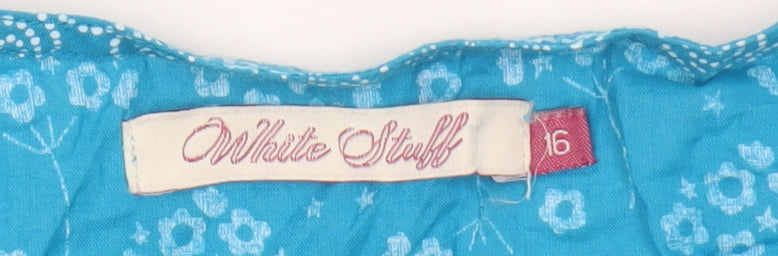 White Stuff Women's Blue Floral Tunic Blouse Size 16