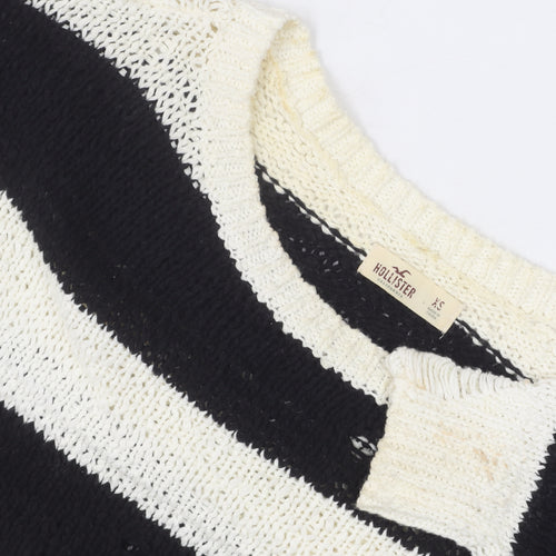Hollister Women's Black Striped Pullover Jumper XS
