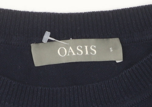 Oasis Women's Black Cotton Blend Pullover S
