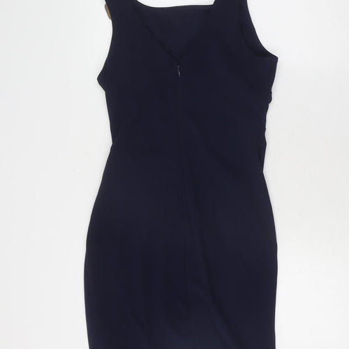 Lipsy London Women's Blue Sleeveless Shift Dress - Size 12