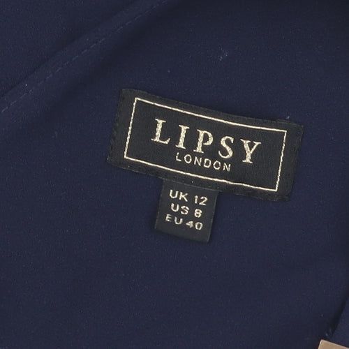 Lipsy London Women's Blue Sleeveless Shift Dress - Size 12