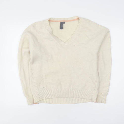 Sweaty Betty Women's White V-Neck Knit Pullover Jumper XS