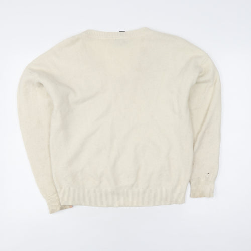 Sweaty Betty Women's White V-Neck Knit Pullover Jumper XS