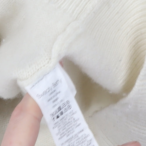 Sweaty Betty Women's White V-Neck Knit Pullover Jumper XS