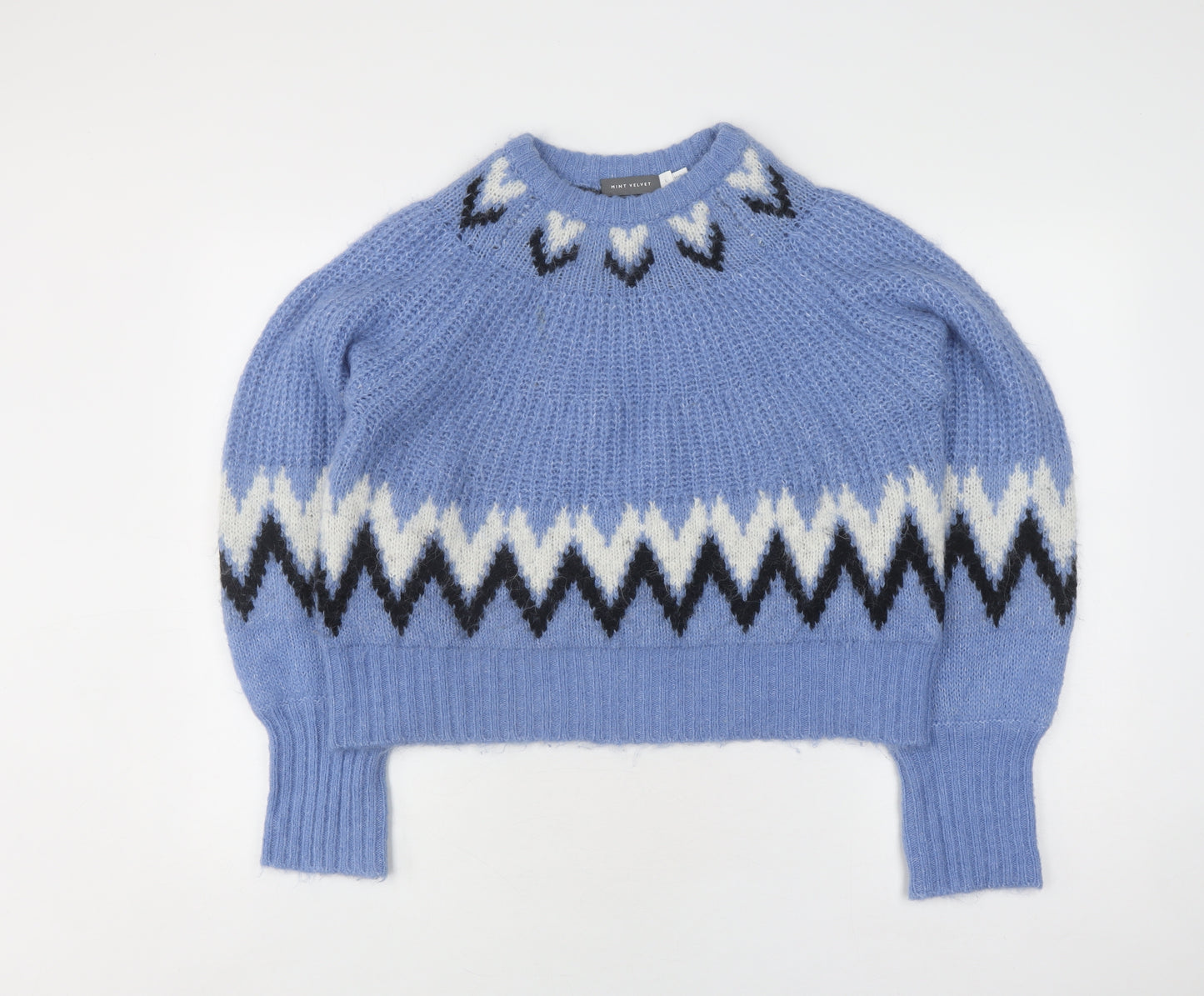 Mint Velvet Women's Blue L Geometric Pullover Jumper