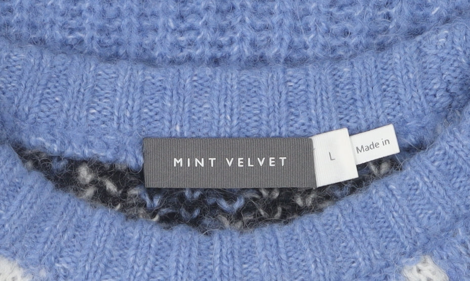 Mint Velvet Women's Blue L Geometric Pullover Jumper