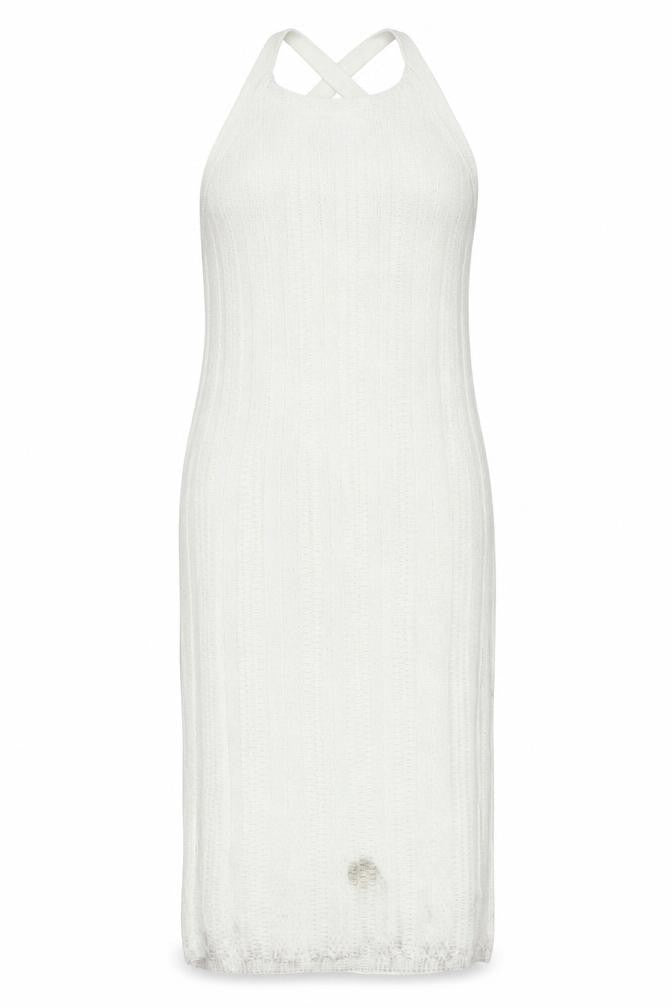 Front view of Marks & Spencer Ivory Knit Dress, size 20, Sleeveless
