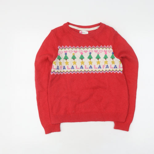 Boden Girls Red Fair Isle Jumper Size 9-10 Years