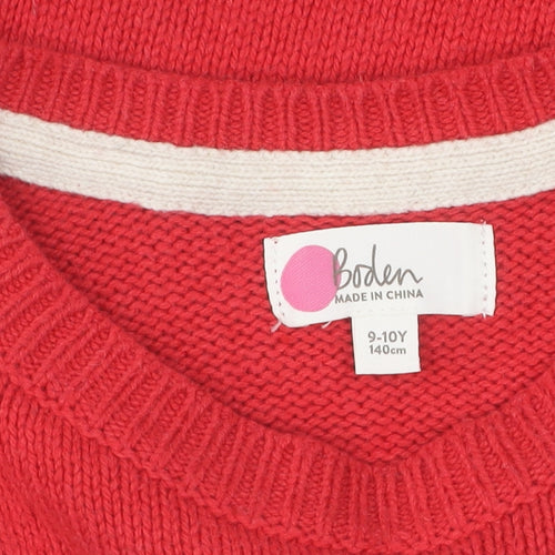 Boden Girls Red Fair Isle Jumper Size 9-10 Years