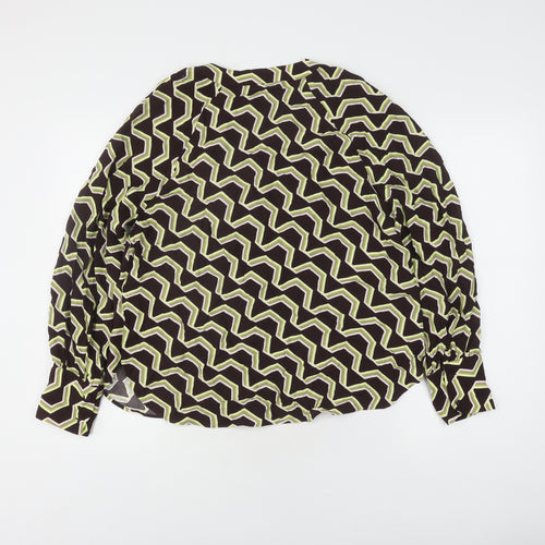 Marks and Spencer Women's Brown Geometric Blouse Size 12