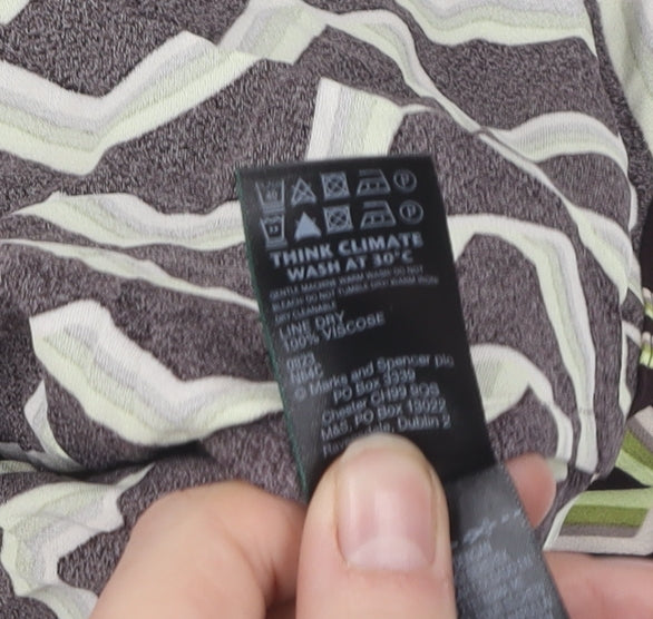 Marks and Spencer Women's Brown Geometric Blouse Size 12