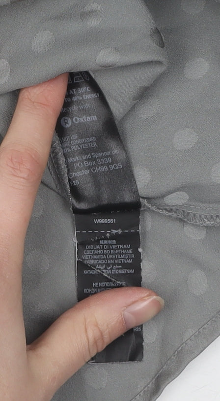 Marks and Spencer Women's Grey Polka Dot Blouse UK 18