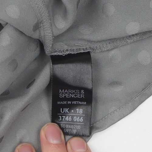 Marks and Spencer Women's Grey Polka Dot Blouse UK 18