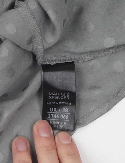 Marks and Spencer Women's Grey Polka Dot Blouse UK 18