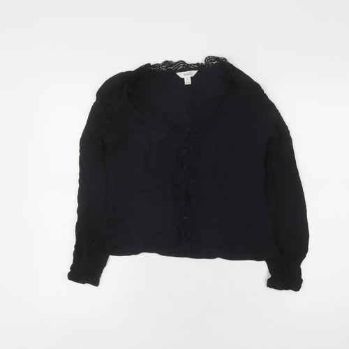 Marks and Spencer Black Lace Blouse, Size 10, Long Sleeve