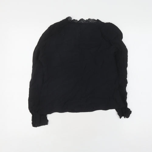 Marks and Spencer Black Lace Blouse, Size 10, Long Sleeve