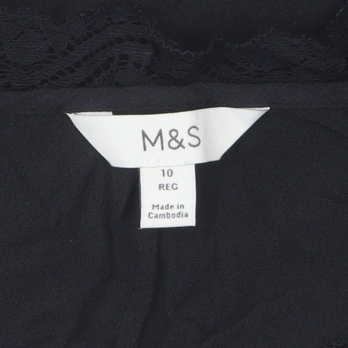 Marks and Spencer Black Lace Blouse, Size 10, Long Sleeve