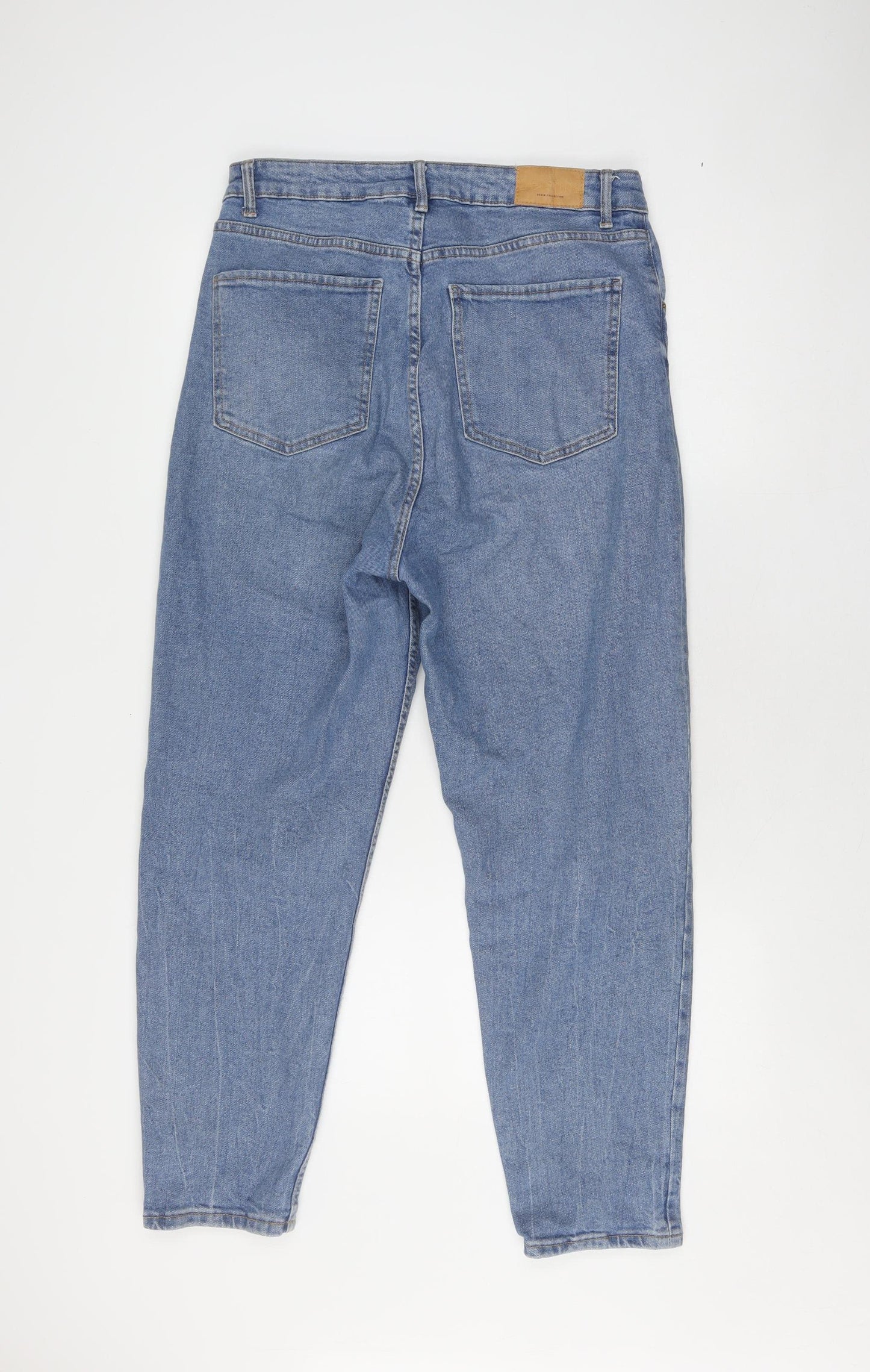 Bershka Women's Blue Distressed Slim Mom Jeans Size 14