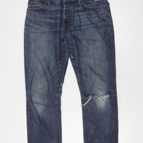 NSF Women's Blue Straight Leg Distressed Jeans Size 31