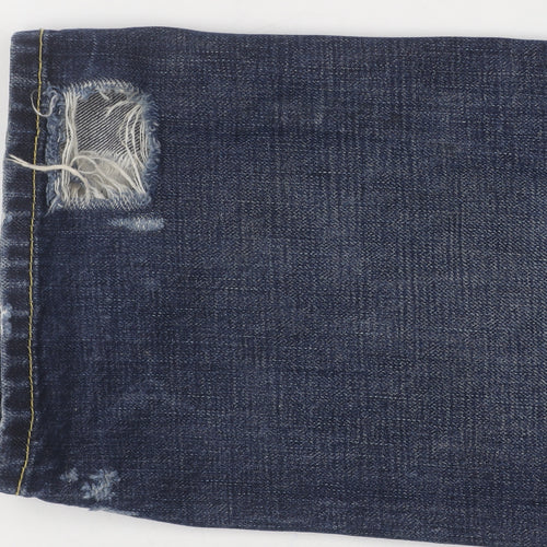 NSF Women's Blue Straight Leg Distressed Jeans Size 31