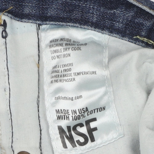 NSF Women's Blue Straight Leg Distressed Jeans Size 31