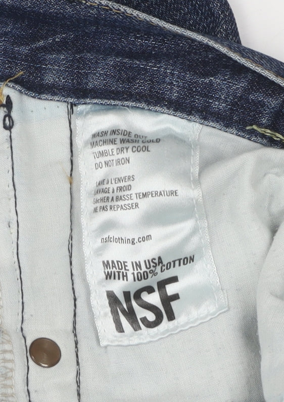 NSF Women's Blue Straight Leg Distressed Jeans Size 31