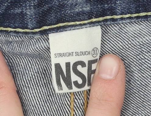 NSF Women's Blue Straight Leg Distressed Jeans Size 31