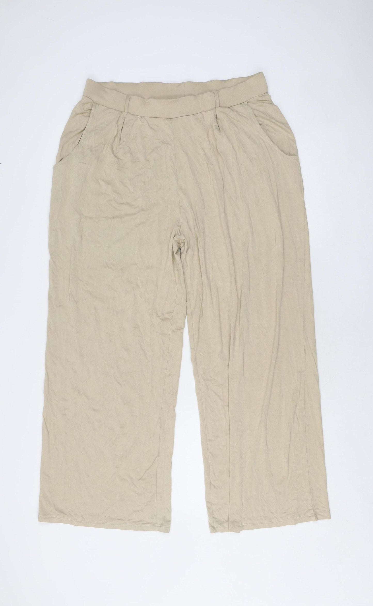 CAPSULE Women's Beige Wide-Leg Trousers Size 14