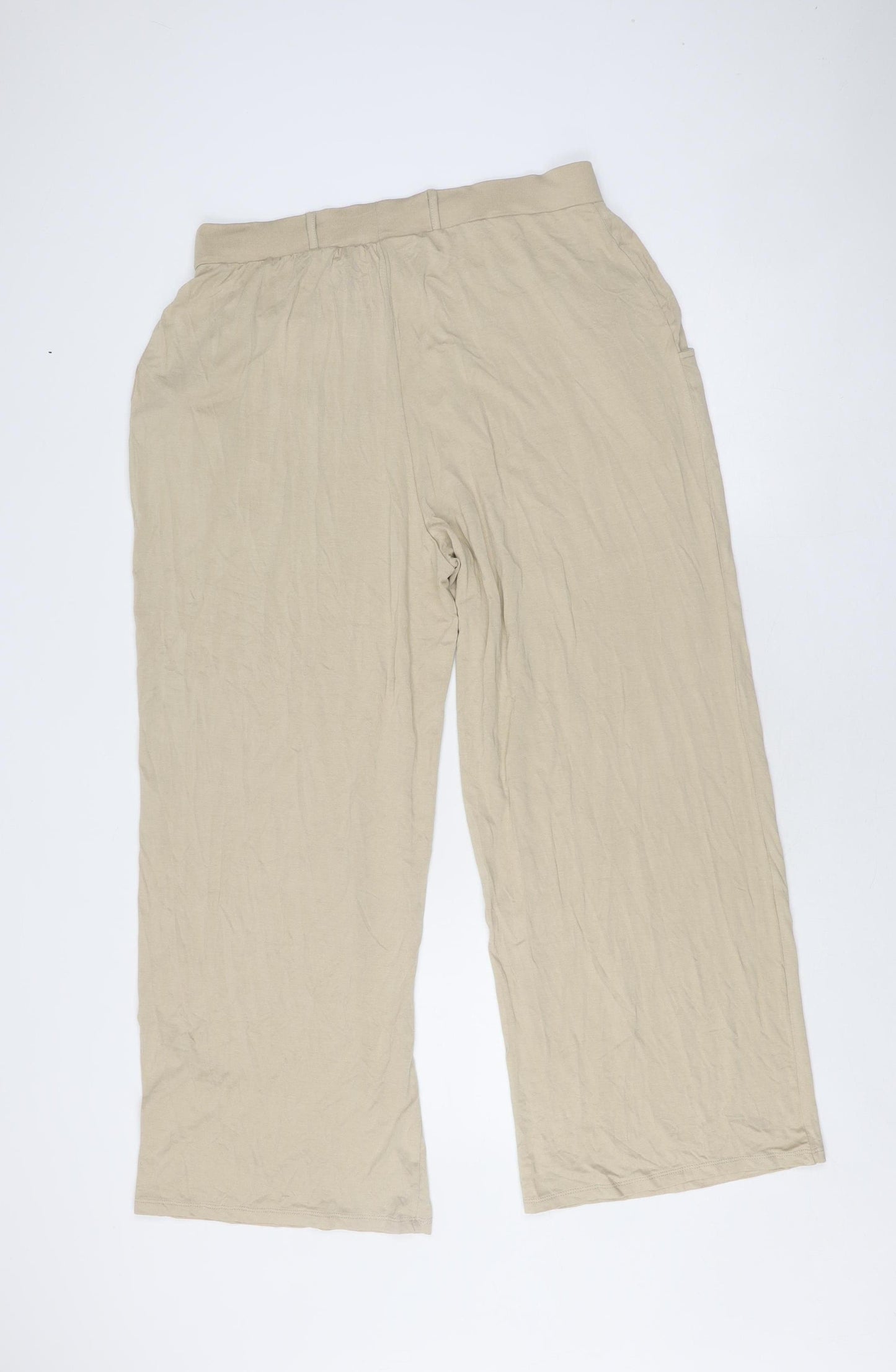 CAPSULE Women's Beige Wide-Leg Trousers Size 14