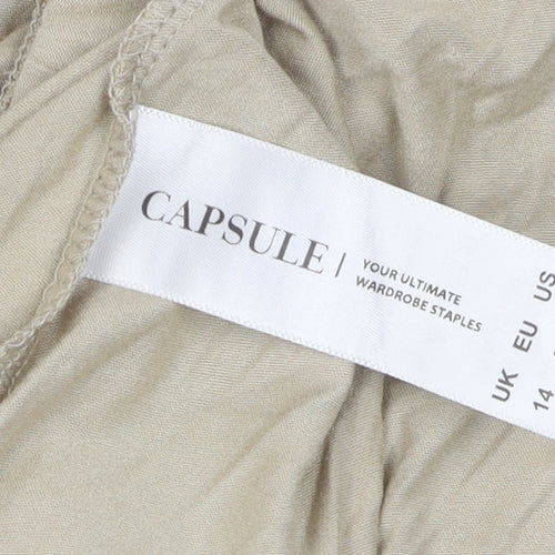 CAPSULE Women's Beige Wide-Leg Trousers Size 14