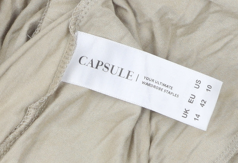 CAPSULE Women's Beige Wide-Leg Trousers Size 14