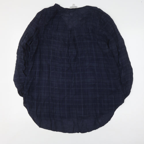 Apricot Women's Blue Check Blouse Size S 3/4 Sleeve V-Neck